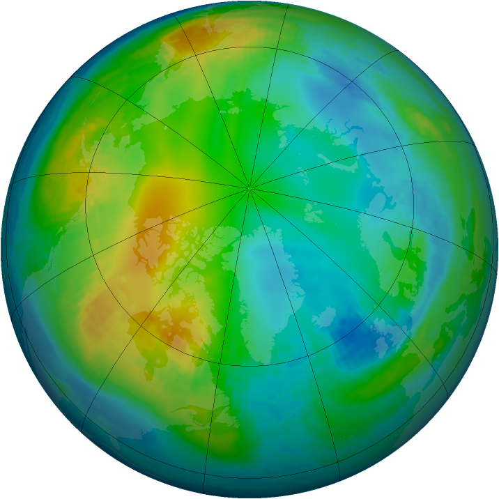 Arctic ozone map for 22 November 1989
